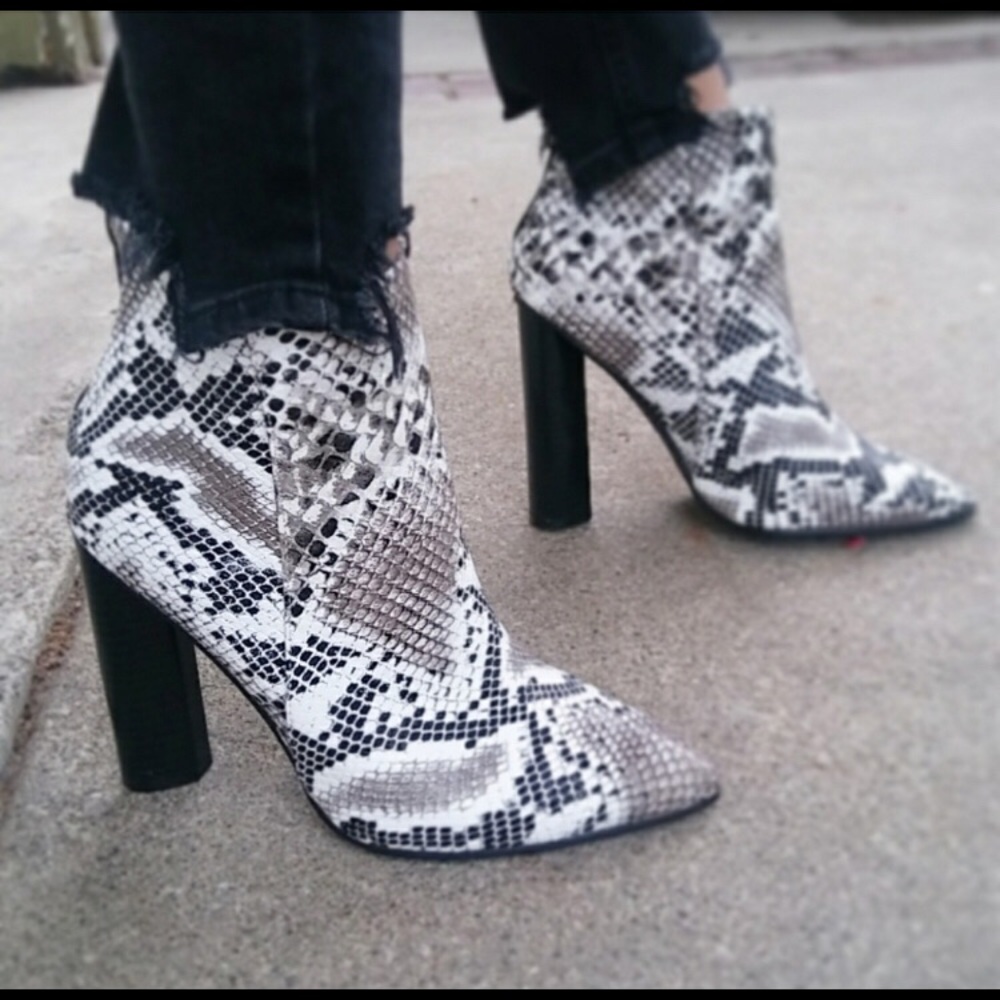 Snake ankle bootie